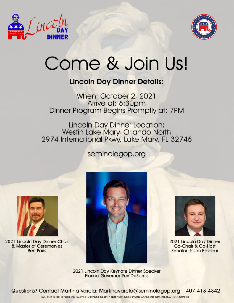 Lincoln Day Dinner 2021 Seminole County Republican Party